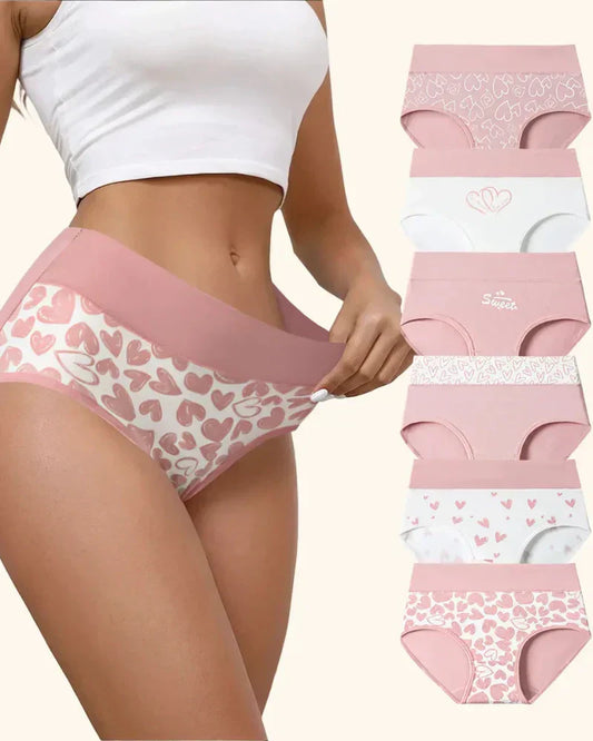 Cute Love Print Soft Cotton Stretchy Women's Panties