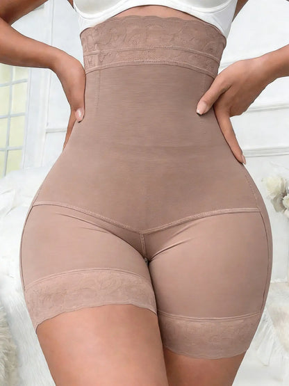 High Waist Tummy Control Shapewear Shorts | Butt Lift Breathable Lace Zipper Shorts