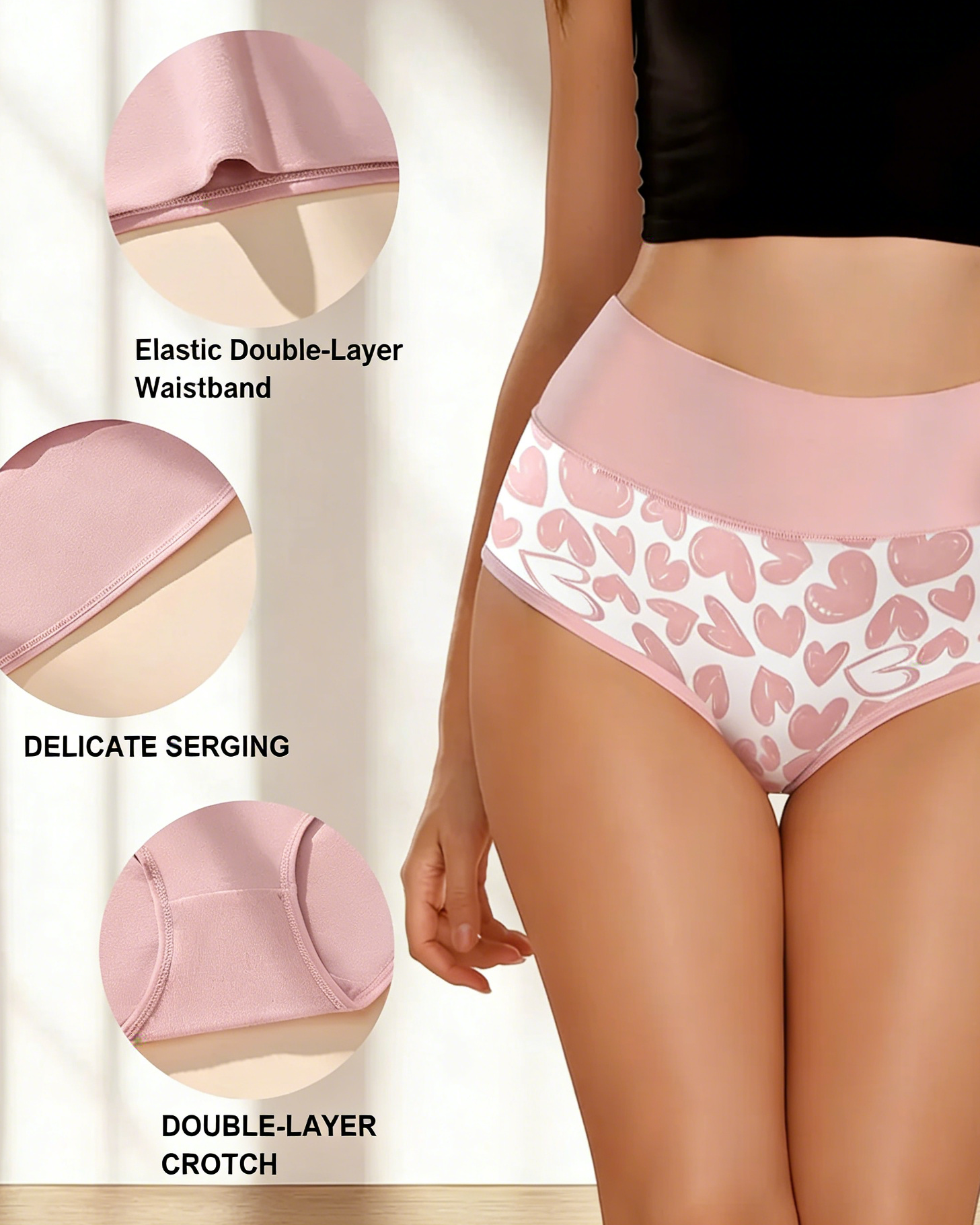 Cute Love Print Soft Cotton Stretchy Women's Panties