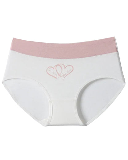 Cute Love Print Soft Cotton Stretchy Women's Panties