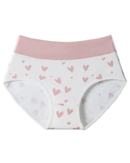Cute Love Print Soft Cotton Stretchy Women's Panties