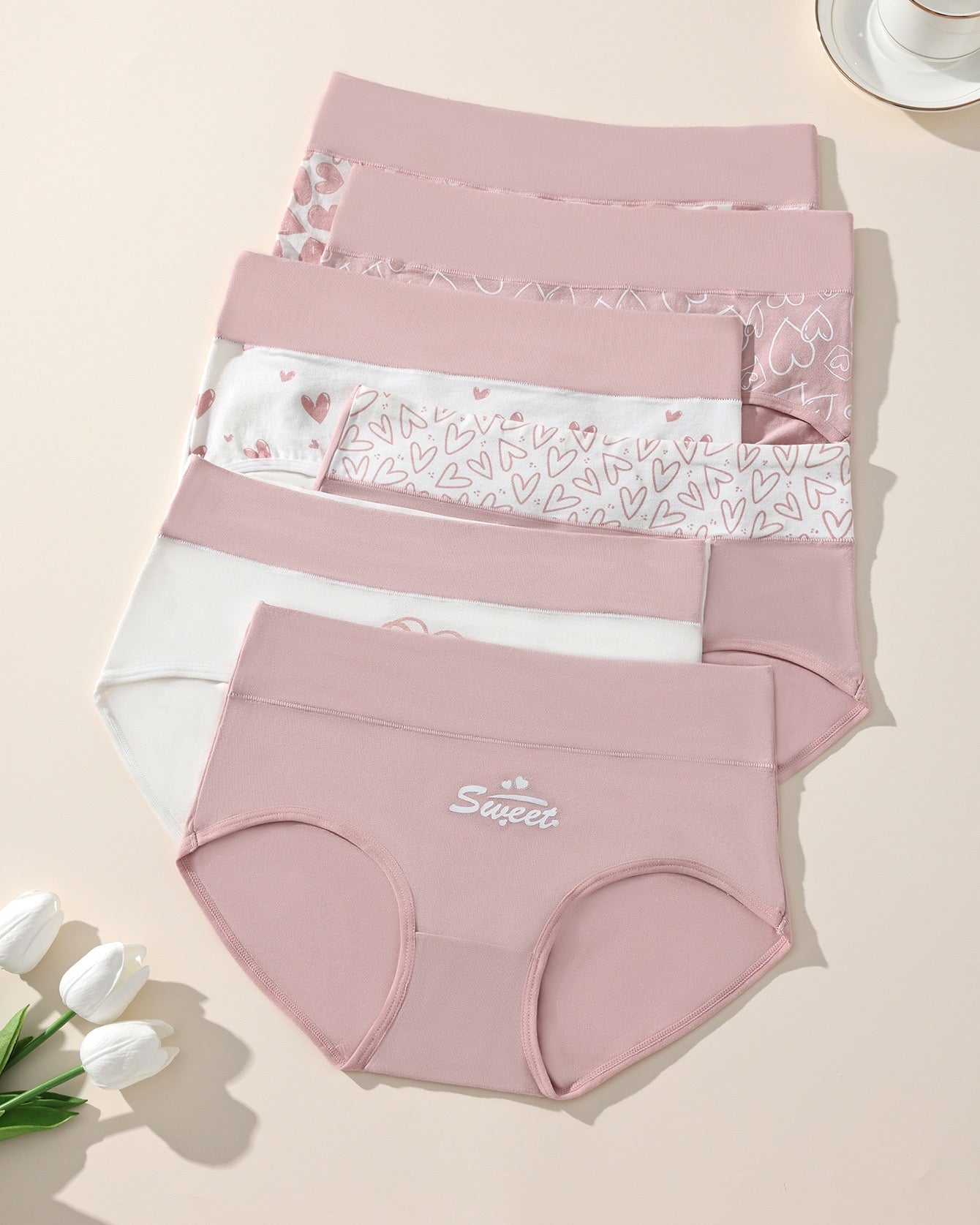 Cute Love Print Soft Cotton Stretchy Women's Panties