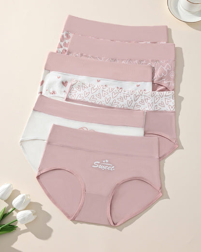 Cute Love Print Soft Cotton Stretchy Women's Panties