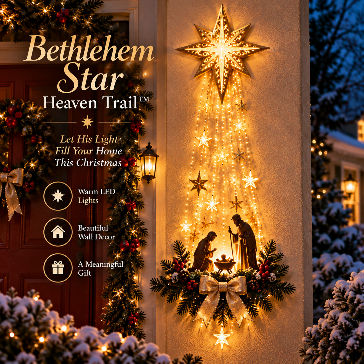 🌟 Bethlehem’s Guiding Star ✝️ | Illuminated Christmas Faith Wall Decor