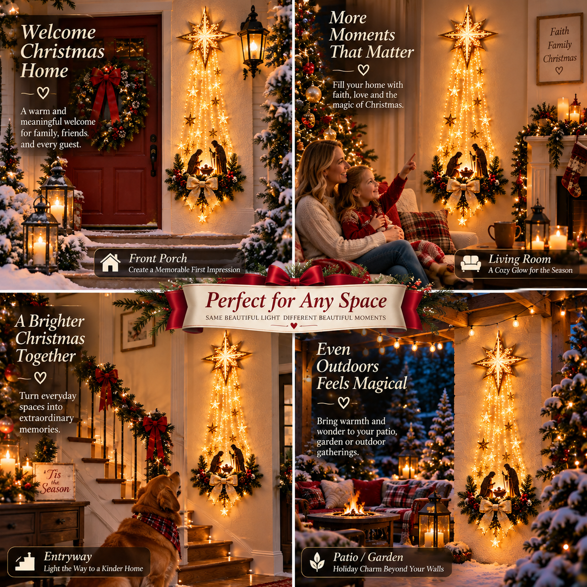 🌟 Bethlehem’s Guiding Star ✝️ | Illuminated Christmas Faith Wall Decor