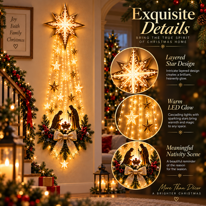 🌟 Bethlehem’s Guiding Star ✝️ | Illuminated Christmas Faith Wall Decor