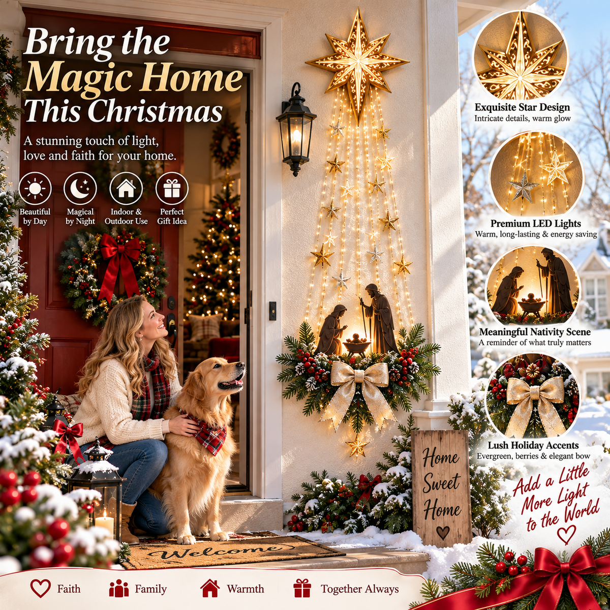 🌟 Bethlehem’s Guiding Star ✝️ | Illuminated Christmas Faith Wall Decor