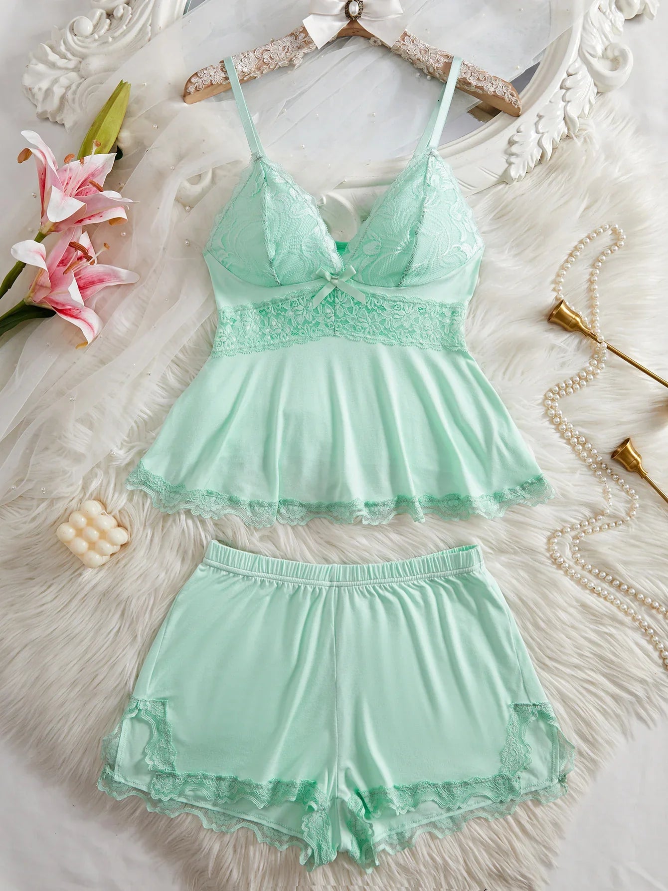 Lace Floral Pajama Lounge Set