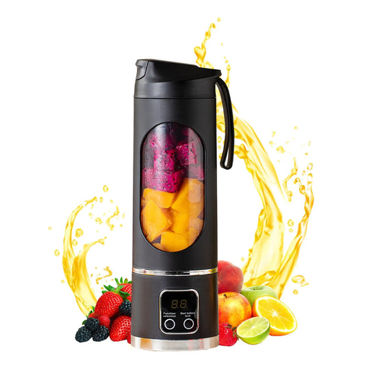 Portable Rechargeable Fruit Juicer Blender, LED Display, Ice Crushing, On-the-Go