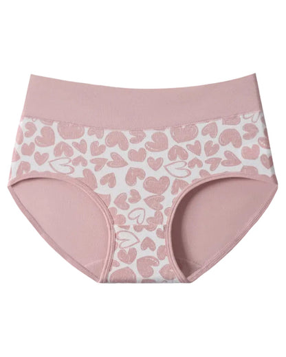 Cute Love Print Soft Cotton Stretchy Women's Panties
