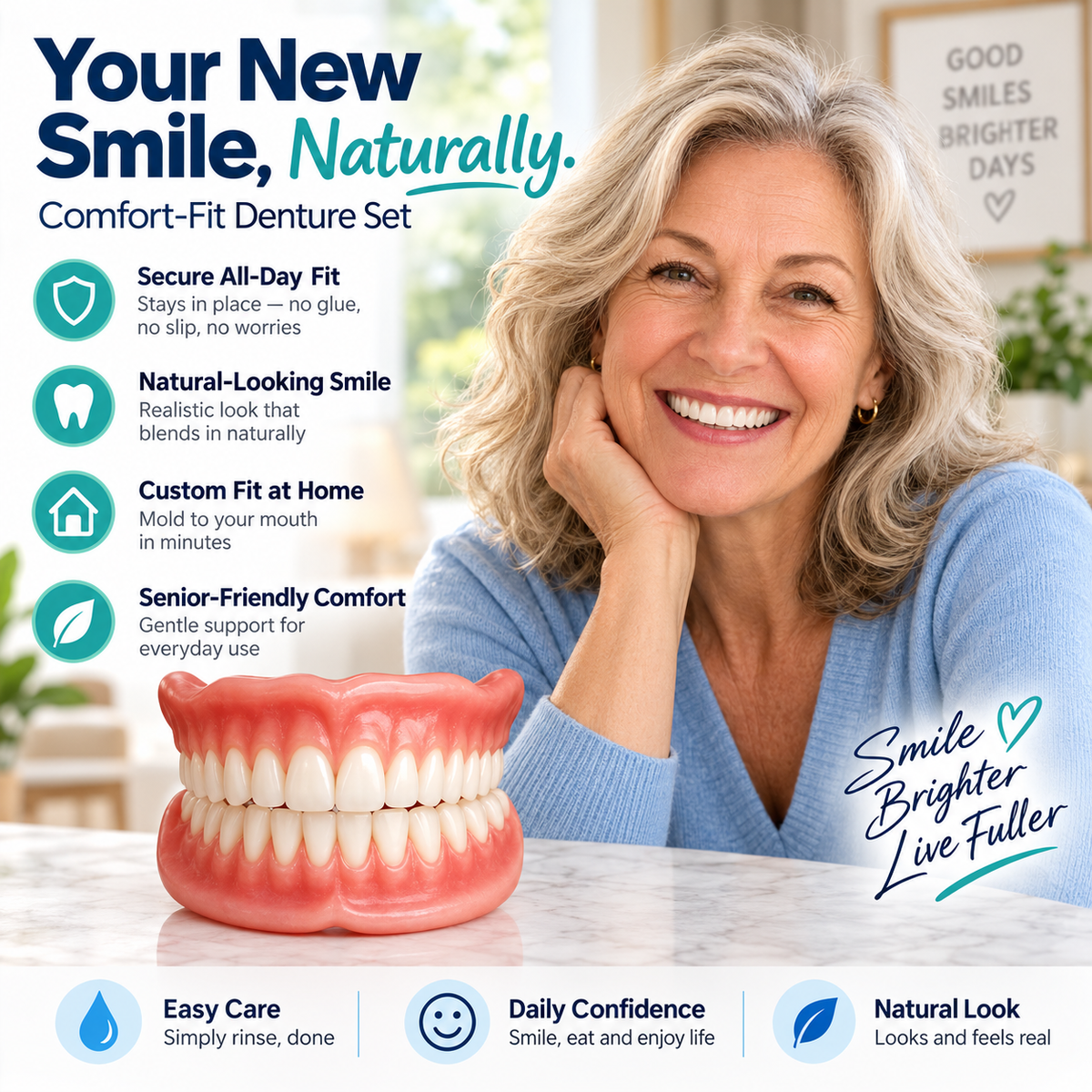 Dentist Recommendations-Comfort-fit decorative denture set